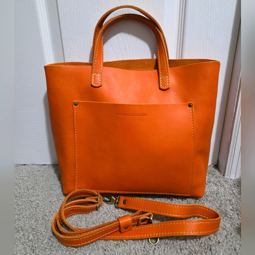 Portland Leather Goods PLG Classic Mini Crossbody Bag Clementine Orange